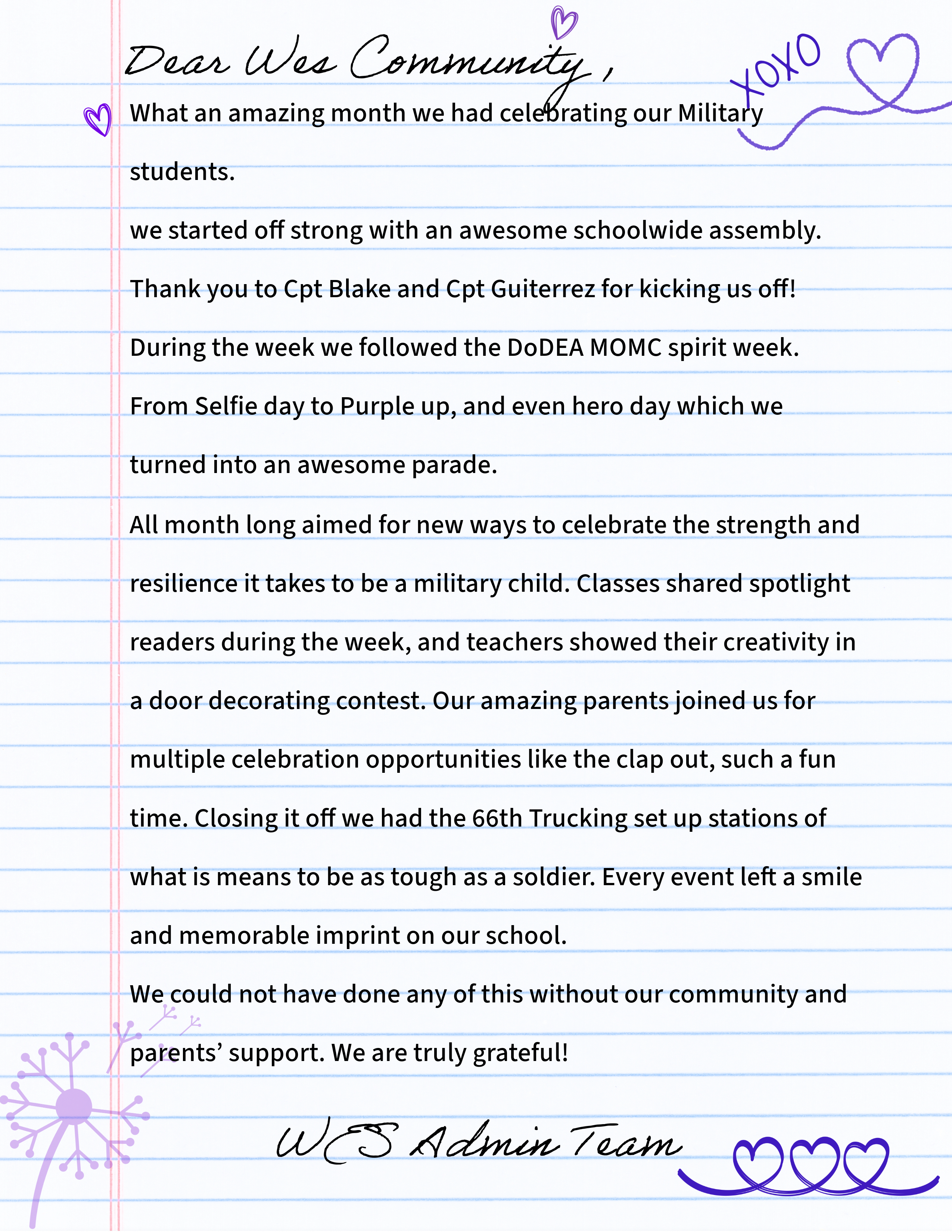 text to community about the events that took place for MOMC 2025 at WES