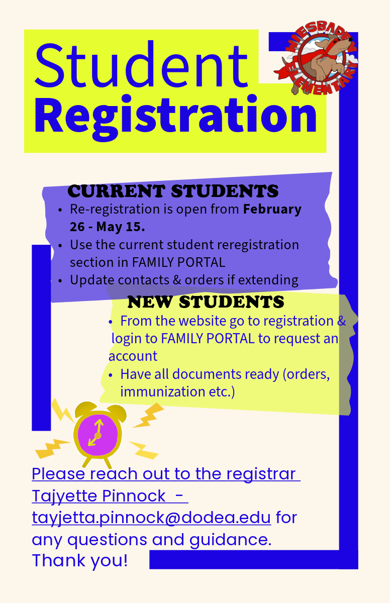 Re Reg and New student reg flyer