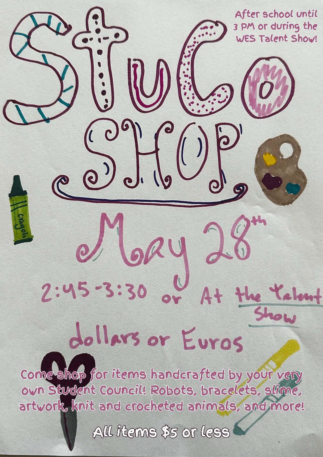 STUCO selling refreshments at the talent show