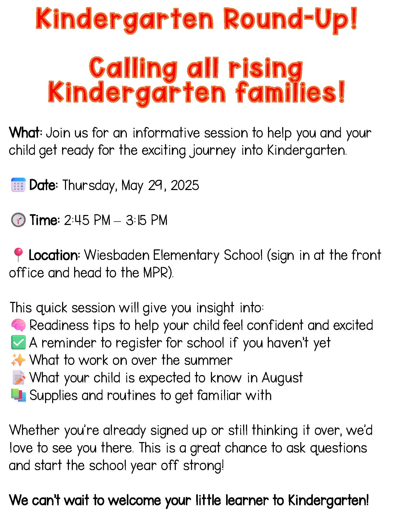 Kinder round up for new students